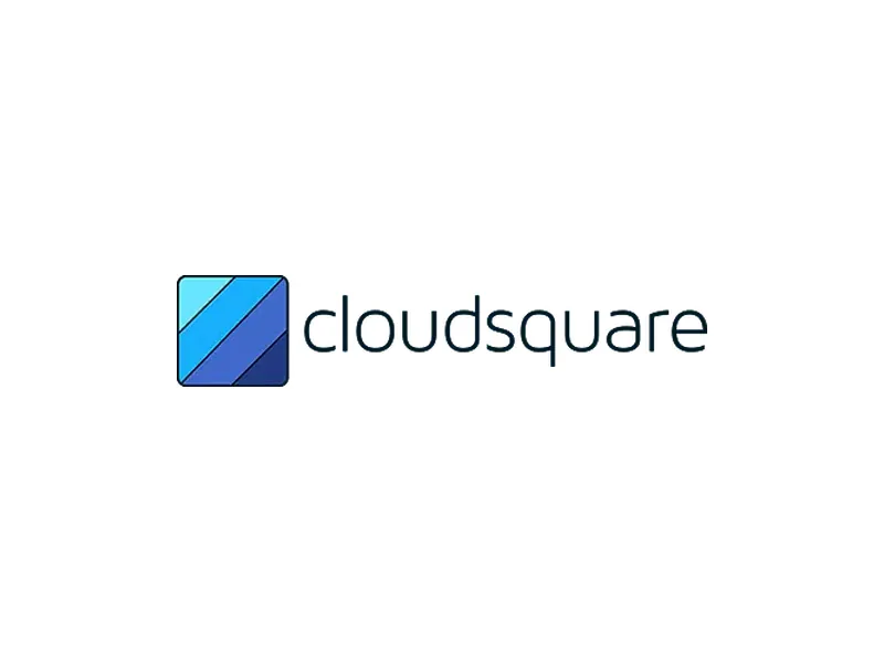 Cloudsquare logo with a blue layered square icon beside the company name in dark lowercase letters