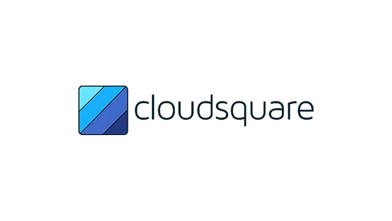 Cloudsquare logo with a blue layered square icon beside the company name in dark lowercase letters